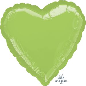 18" Metallic Lime Green Heart (non-packaged) Balloon