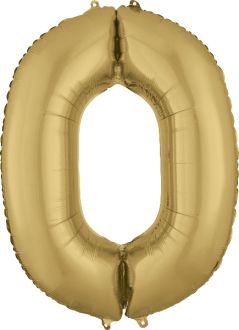 34" White Gold Number 0 - Oh Balloons!