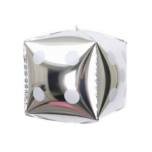 12" 3D Casino Dice Silver Balloon