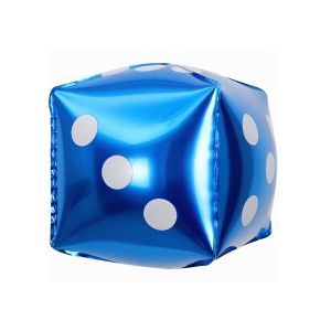 12" 3D Casino Dice Blue Balloon