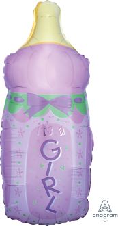 SuperShape It's A Girl Baby Bottle Balloon