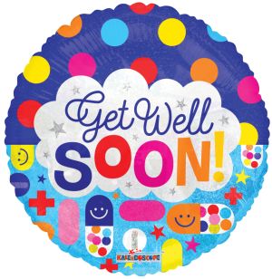 18" Get Well Dots And Meds Balloon