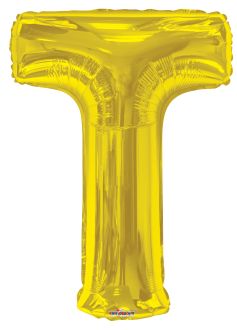 34" Gold Letter T Balloon