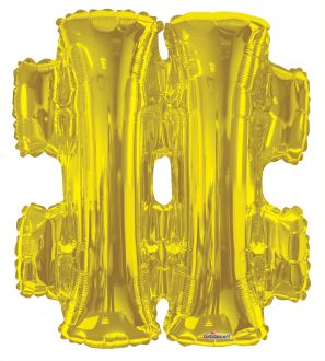 34" Gold Symbol # Hash Balloon