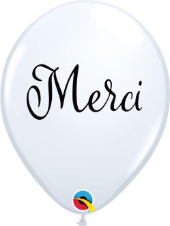 11" Simplement Merci White (50pcs) Balloons
