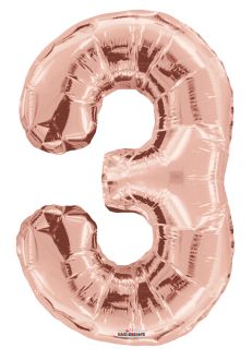 34" Rose Gold Number 3 Balloon