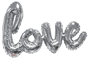 Script Phrase Love Silver Jumbo Balloon
