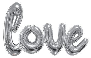 Script Phrase Love Silver Jumbo (Helium Quality) Balloon