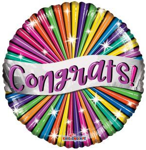 18" Congrats Banner & Stars Balloon