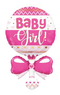 36" Baby Rattle Pink Shape Balloon