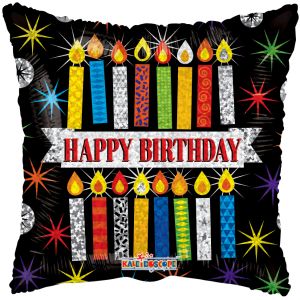 18" Holographic Bday Patterned Candles Balloon