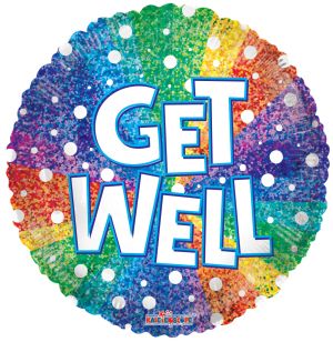 09" Get Well Rainbow Holographic Balloon