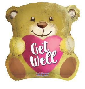 18" Get Well Bear With Heart Balloon