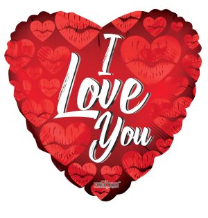 18" I Love You Kisses Metallic Balloon
