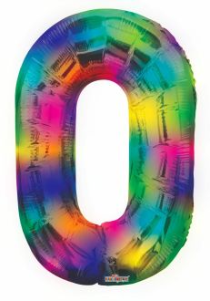34" Rainbow Number 0 Balloon