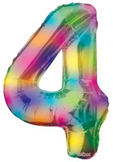34" Rainbow Number 4 Balloon