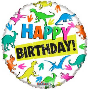 18" Happy Birthday Dino Silhouettes Balloon