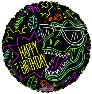18" Happy Birthday Cool Dino Balloon