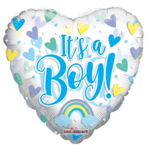 36" Its A Boy Hearts Clear View Balloon