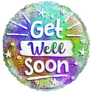 18" Get Well Soon Holographic Balloon