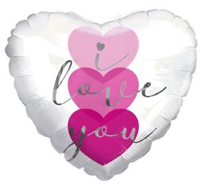 09" I Love You Pastel Hearts Balloon