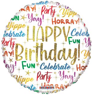 18" Birthday Messages Holo Balloon