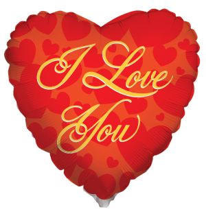 04" I Love You Gold and Red Balloon