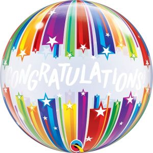 Bubble 22" Congratulations Shooting Stars Balloon