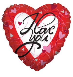 09" I Love You Stripes And Hearts Red Balloon