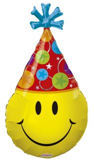 28" Smiley Party Hat Shape Balloon