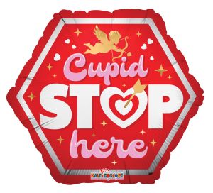 18" Cupid Stop Here Matte Balloon
