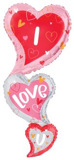 36" Love 3 Standing Hearts Shape Balloon