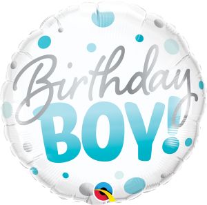 18" Birthday Boy Blue Dots (non-packaged) Balloon