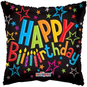 09" Happy Birthday On Black Balloon