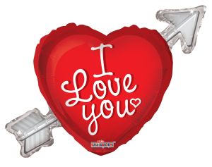 36" I Love You Heart With Arrow Shape Balloon