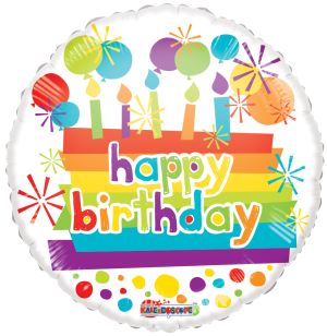 18" Happy Birthday Candles Gellibean Balloon