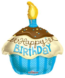 18" Shape Cupcake Blue Balloon