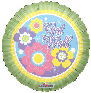 09" Get Well Flowers And Lines Balloon