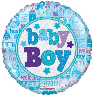 18" Baby Boy Holographic Balloon