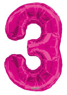 34" Pink Number 3 Balloon