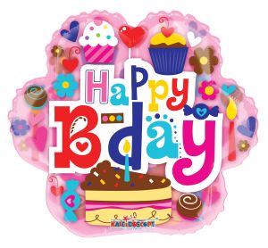 09" B-Day Flower Clear View Balloon