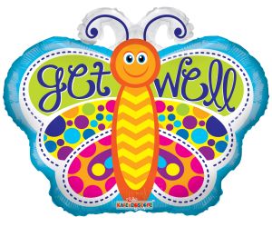 18" Shape Get Well Butterfly Balloon