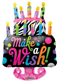 36" Make A Wish Cake Shape Balloon