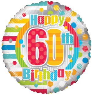 18" Happy 60th Birthday Dots & Lines Balloon