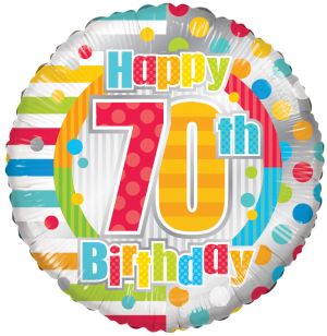 18" Happy 70th Birthday Dots & Lines Balloon
