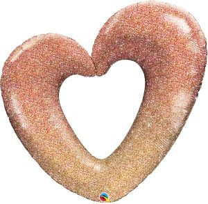 42" Rose Gold Glitter Ombre Heart Balloon