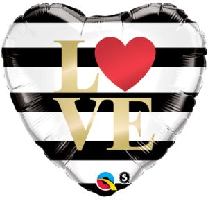 18" L(heart)VE Horizontal Stripes Balloon