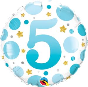 18" Age 5 Blue Dots Balloon