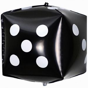 22" 3D Casino Dice Black Balloon