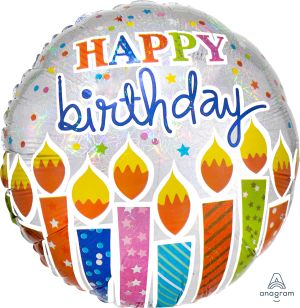 18" Holographic Shimmer Birthday Candles Balloon